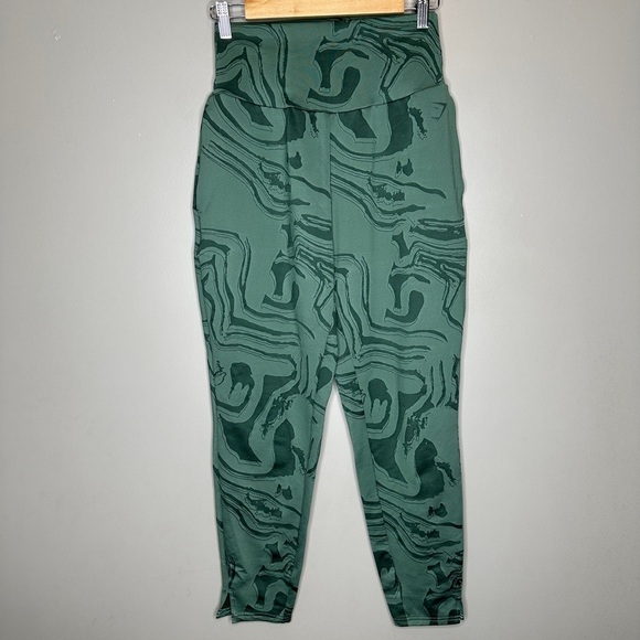 Gymshark GS Power Bottoms in Green Print - Picture 1 of 9